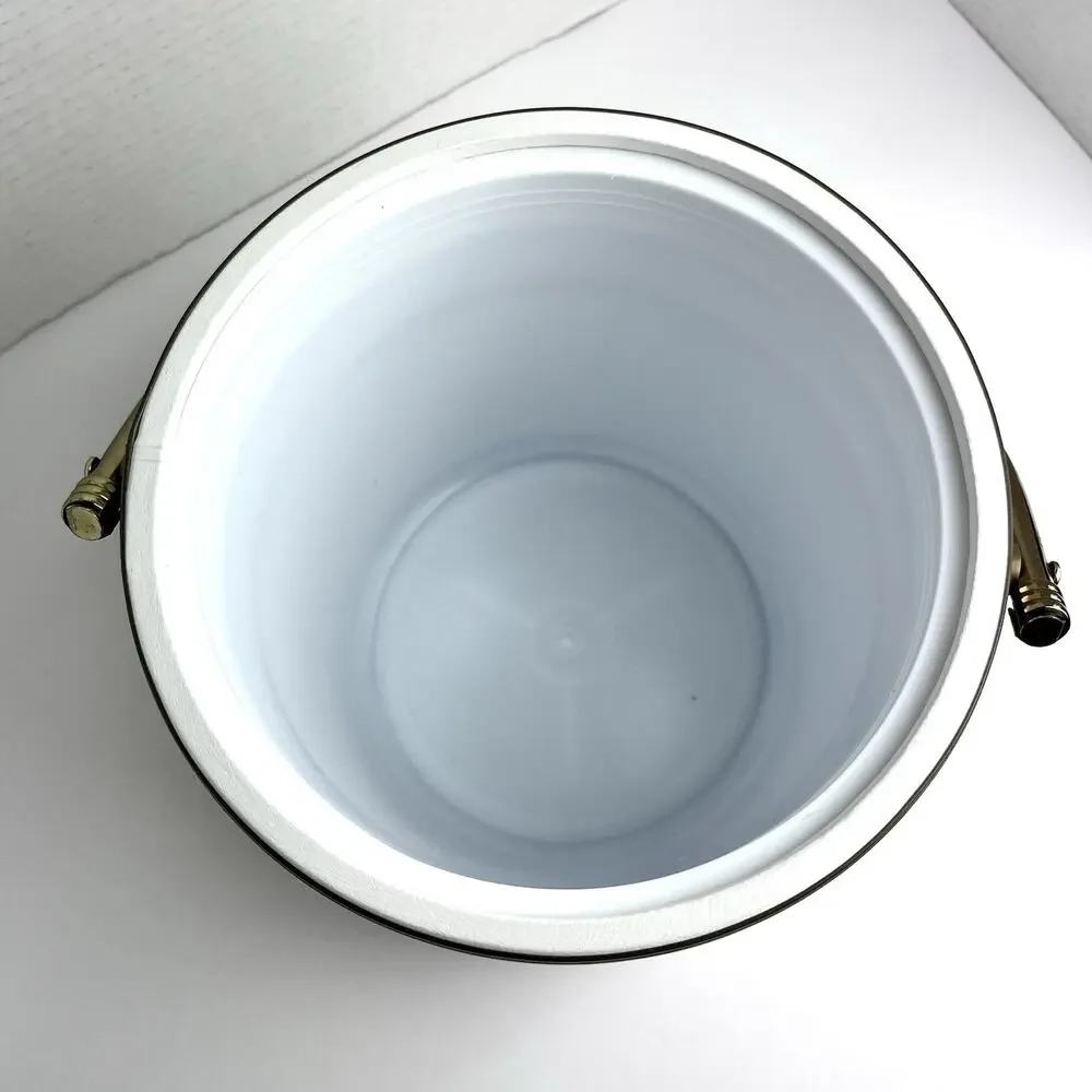 VTG Shelton Designs Brushed Gold Insulated Ice Bucket Metal Handle Lucite Lid US